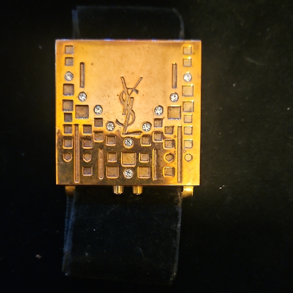 YSL Gold and Black Bracelet with Crystal Accents